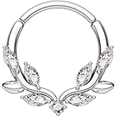 COCHARM Vine Septum Rings 16G Septum Jewelry Stainless Steel Helix Daith Earrings for Women Christmas Helix Daith Piercing Jewelry