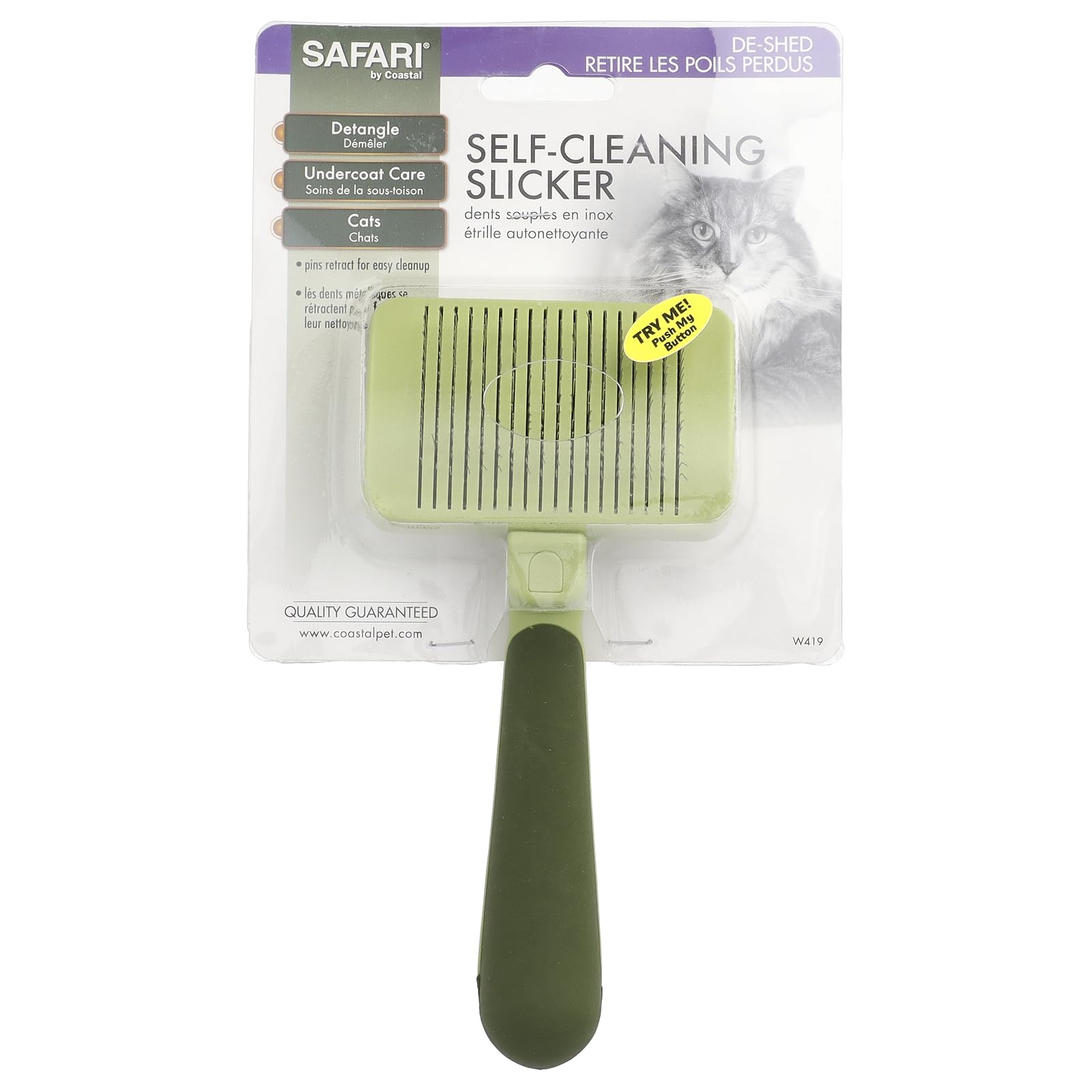 Coastal Pet Safari Self-Cleaning Slicker Brush for Cats by Coastal Pet