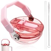 Flip Straw Lid with Handle for 40oz Stanley Cup Premium Leakproof Detachable Replacement Lid Accessories, Perfect Fit for Stanley Quencher, ProTour Tumbler, No-Spill Design (Pink)