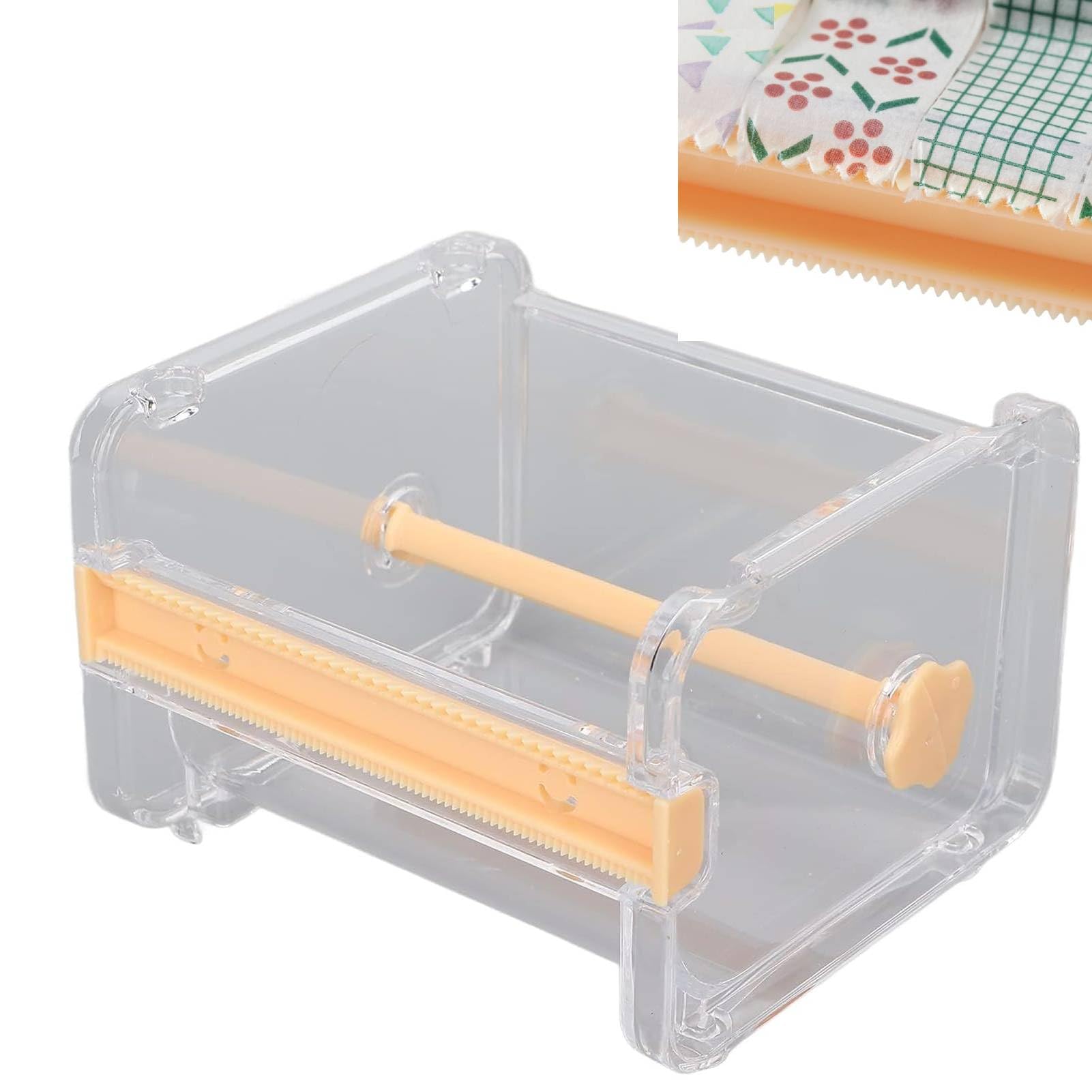 Agatige Masking Tape Dispenser, Transparent Desktop Multiple Washi Tape Dispenser Tape Roll Holder Packing Tape Cutter for Home Office School (Orange)