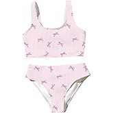 RoseSeek Girl's 2 Piece Striped Bowknot Swimsuit Set Wireless Cute Bathing Suit Summer Beachwear Bikini Sets