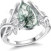TALYKONG Moss Agate Rings for Women Promise Engagement Rings Jewelry Gifts for Women