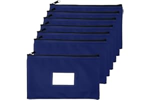 Money Bank Deposit Bag with Zipper | 11x6 inch | Navy blue | Durable Leatherette Money Cash Coin Check Wallet Pouch for Men & Women with Framed ID Window and Blank Card | by GIDABRAND (7)