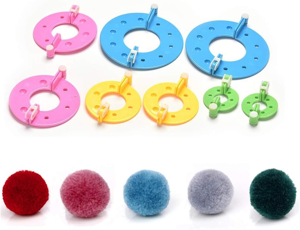 GKONGU Pom Pom Maker Kits, 4 Sizes Fluff Ball Weaver DIY Knitting Craft Tools,Ideal for Hand Making Pompoms Balls with Your Kids at Home (Cardboard)