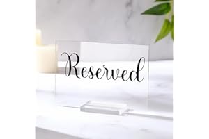 Roowest 10 Set Acrylic Reserved Table Signs Clear Wedding Reserved Signs with Holder Table Cards for Wedding Seating Reception Restaurant Birthday Party Ceremony Decoration(Clear, Black)