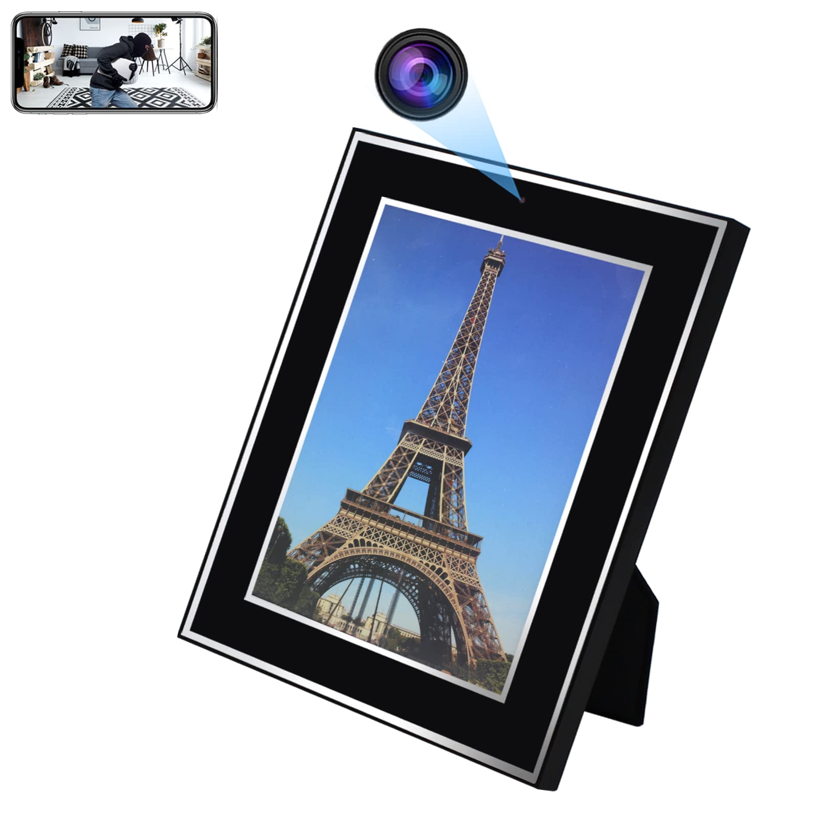 Monkaim HD 1080P Wireless Photo Frame Camera Baby Pet Nanny Cam, Video Recorder with Night Vision, Motion Detection, Wireless Remote Live Streaming for Home Office Shop Surveillance