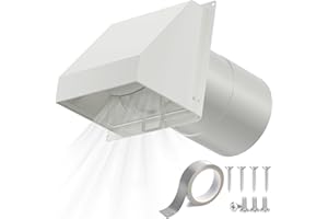 HG Power 6 Inch Hooded Wall Vent with Screen and Damper, Galvanized Steel Exhaust Vent, Exterior Dryer Vent Cover for Kitchen Range Hood Air Ventilation, Bathroom Exhaust Fan, White