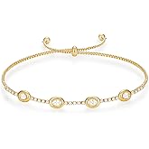 KELORIS PATH Tennis Bracelet for Women, 14K Gold Plated Classic Adjustable Slider Cubic Zirconia Bracelets, Dainty Jewelry Gift