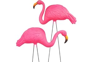 GIFTEXPRESS Pink Flamingos Yard Decorations - 2 Pack Extra Large 24" Tall Plastic Flamingo Statue w/Metal Stakes - Lawn Ornaments & Garden Decor for Outdoor Parties