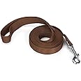 Siumouhoi Strong Durable Nylon Dog Training Leash, 1 Inch Wide Traction Rope, 6 ft 10ft 15ft Long, for Small and Medium Dog (Brown, 10 Feet)