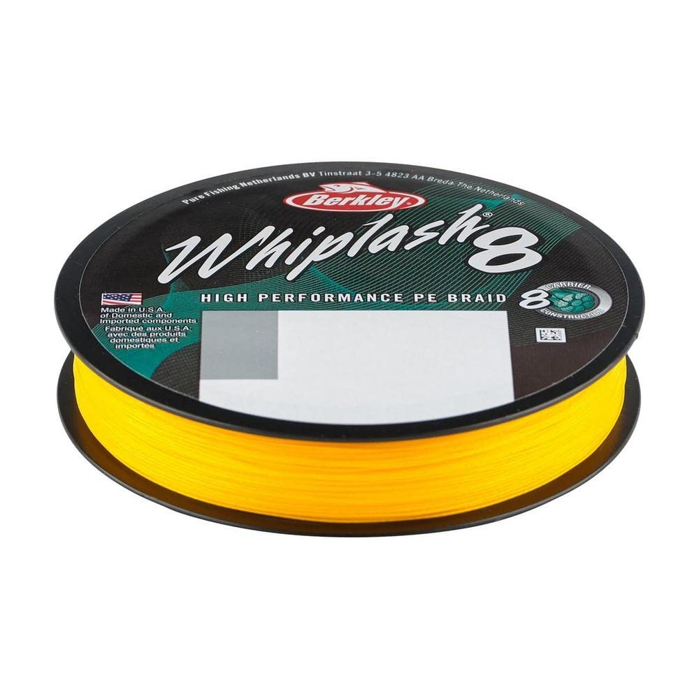 Berkley Whiplash8, Fishing Line, Superline, , Predator Fishing, Pike, Perch, Zander, Trout, Unisex, Yellow, 0.12mm | 17.5kg | 38lb | 330yd