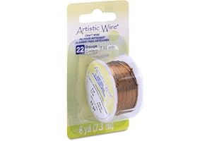 Artistic Wire, 22 Gauge Tarnish Resistant Colored Copper Craft Wire, Antique Brass Color, 8 yd