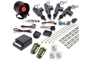 Car Remote Central Locking Kit - MASO 4 Doors Keyless Entry System + Anti-Theft Alarm Immobiliser System with Shock Sensor Un