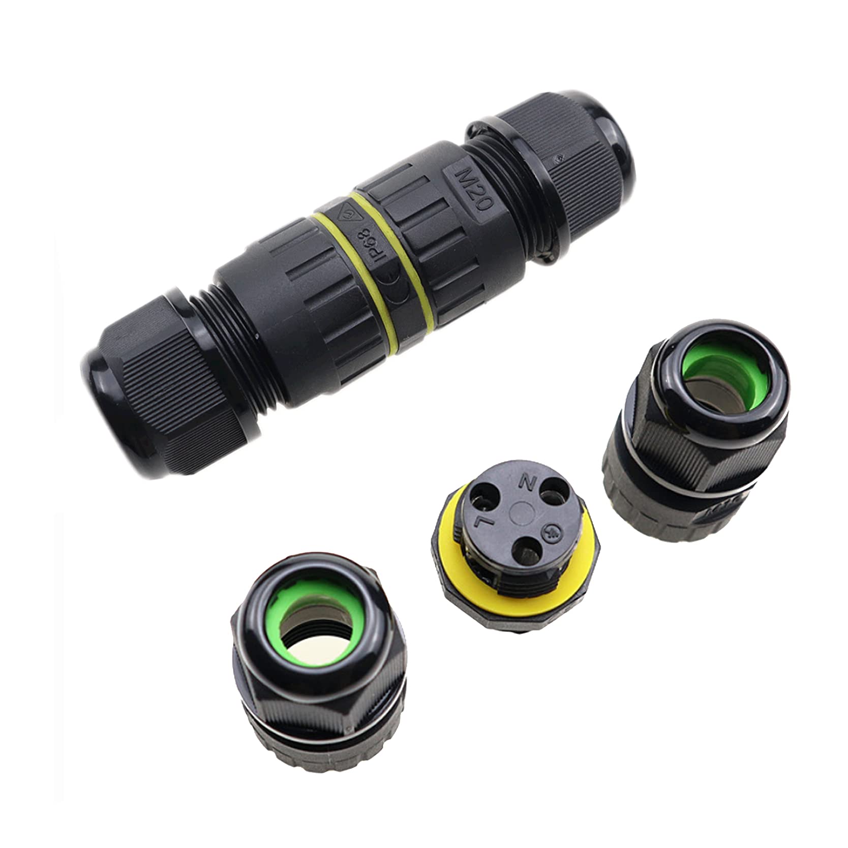 Waterproof IP68 Junction Boxes 3 Pins M20 Electrical Cable Connector Outdoor External Fire Retardant Coupler for 4mm to 8mm and 8-12mm Wire Electric Lamp Light Fountain (1 Pack)