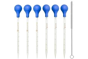 beiqilian 6 Pieces Glass Pipettes Graduated Dropper, 5ml/10ml Glass Pipettes Graduated Dropper,Long Glass Pipette Dropper wit