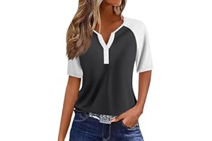 COTECRAM Summer Tops for Women 2024 Vacation Trendy V Neck Boho Short Sleeve Shirts Casual Loose Comfy Tunic Blouses