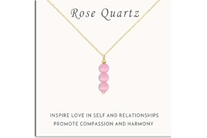 SmileBelle Rose Quartz Necklace Pink Necklace as Anniversary Gifts Necklace, Spiritual Gifts For Daughter Pink Beaded Necklace Rose Quartz Jewelry Crystal Pendant Necklace as Birthday Gifts for Girls