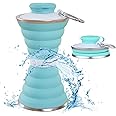 Collapsible Water Bottle, Camping Cup With Carabiner, Reuseable Silicone Foldable Leak Proof Portable Sports Travel Water Bottles For Outdoor, Travel Gym Hiking, BPA Free, Cycling Cups with Carabiner