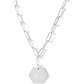 Sorority Shop Delta Zeta Necklace- Silver Plated Paperclip Necklace, Long-Lasting Delta Zeta Gifts for Women