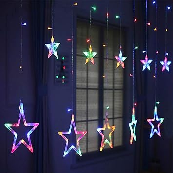 LED Lichtervorhang Lichter, LED Lichterkette, Weihnachtsbeleuchtung, 138LED 12 Sternenlichterkette Feenlicht LED String Licht
