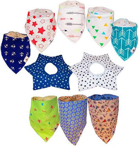10-Pack Practical Baby Bandana Bibs for Drooling and Teething Cotton Baby Shower Gift Idea Set for her Holiday Christmas Gift Idea
