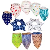 10-Pack Practical Baby Bandana Bibs for Drooling and Teething Cotton Baby Shower Gift Idea Set for her Holiday Christmas Gift Idea