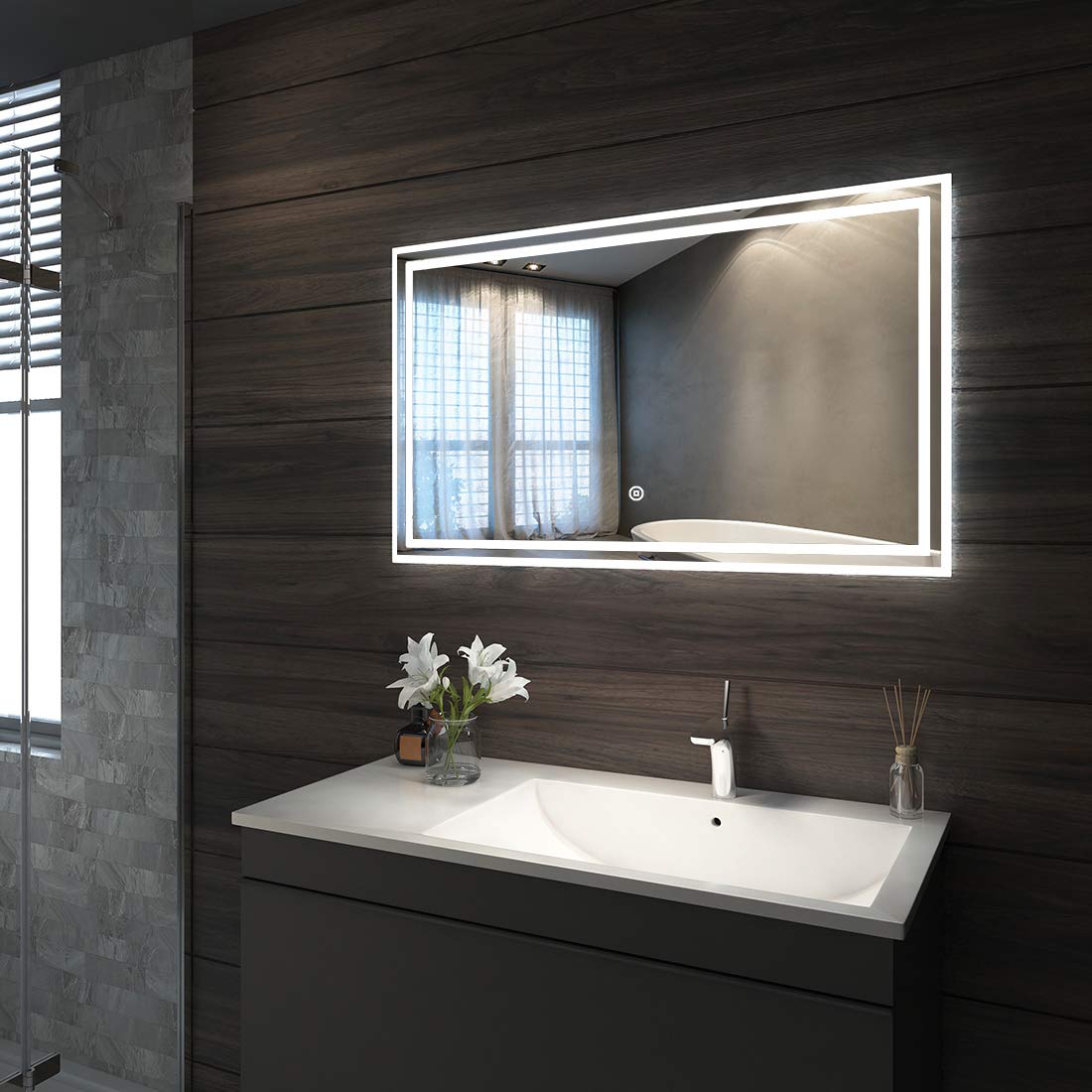 LED Badspiegel Lichtspiegel 50 x 70 cm Badezimmerspiegel Wandspiegel