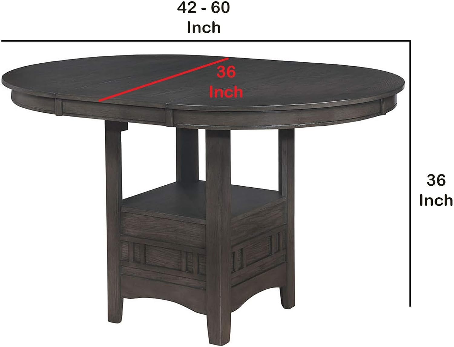 Amazon Com Benjara Round Counter Height Table With Pedestal Base And Extendable Leaf Gray Tables