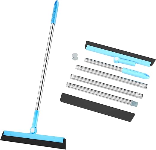 Tendak Floor Squeegee, Water Squeegee Mop Wiper 4 Parts Handle Total Length 53.54” with Two