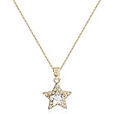 Aliyoham Gold Star Cubic Zirconia Necklace for Women, 14K Gold Plated Dainty Jewelry for Women