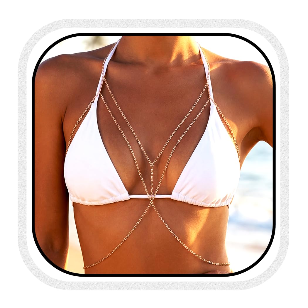Jovono Fashion Simple Sexy belly Body chain Necklace Bikini Wire Harness Body Women (Gold)