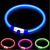 woeita LED Dog Collar Glow Light USB Rechargeable Blue Cut to Fit Safety