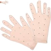 Kisangel 1 Pair Figure Skating Gloves, Ice Skating Gloves with Mittens Rhinestone for Women Girls Winter Skate Dance Performa