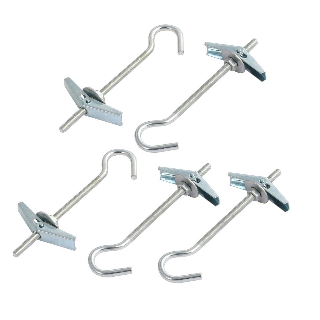 sourcingmap 5Pcs M4x90mm Carbong Steel Toggle Anchor Eye Screw Hook Washer Nut Assortment