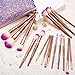 DIOLAN 17pcs Professional Makeup Brushes Set for Foundation Blending Blush Concealer Eye Shadow, Cruelty-Free Synthetic Fiber Bristles, Travel Makeup bag Included, Glitter Purple
