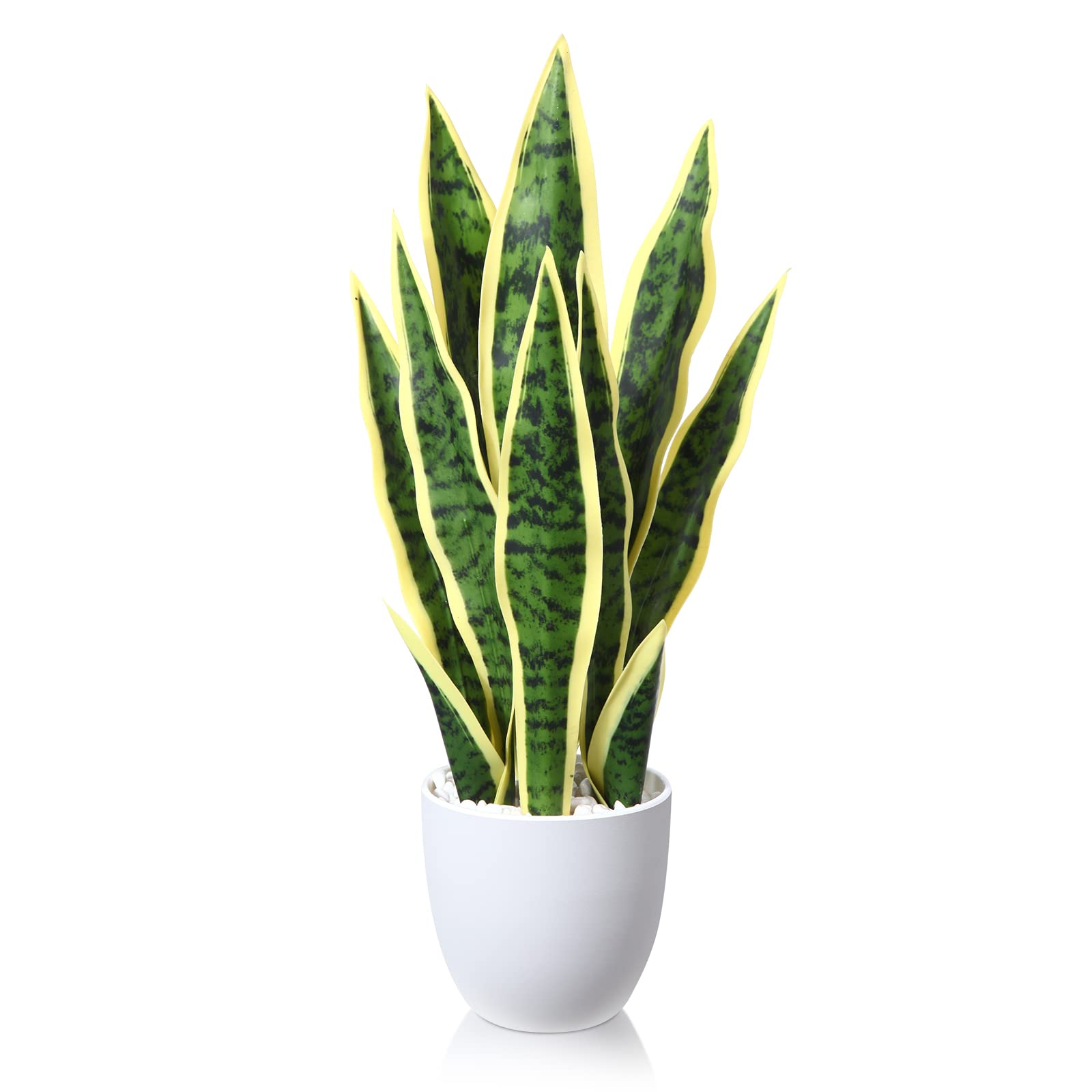 SOGUYI Artificial Plants 40cm Fake Plants Indoor Decorative Artificial Sansevieria Plants Highly Realistic Mini Fake Plants Small Artificial Plants in Pots for Home Decor Indoor(1 Pack)