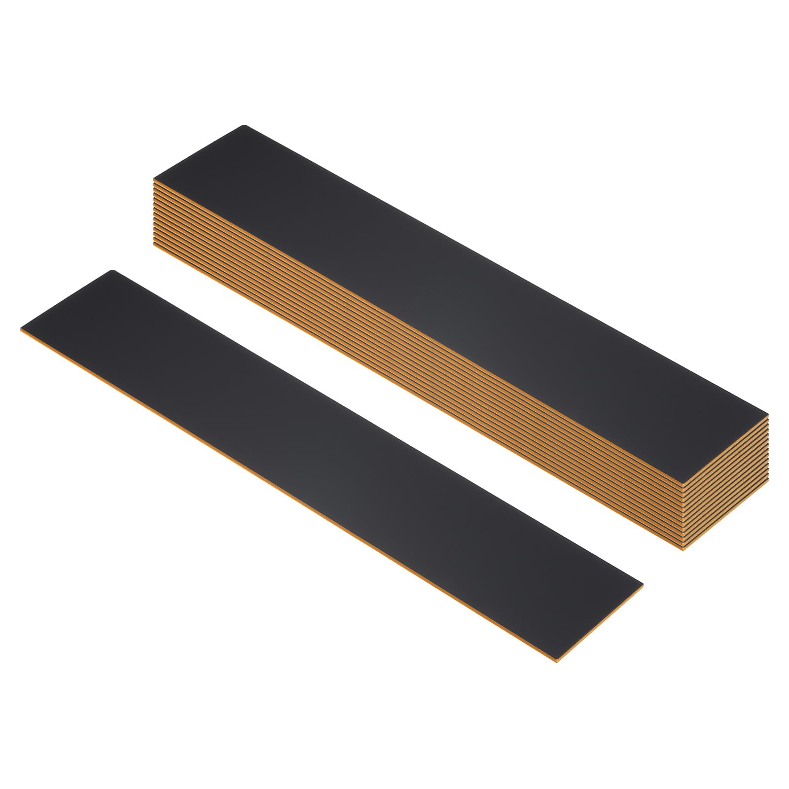 PATIKIL 10x2inch Blank Name Plates, 15Pcs Custom Engraved Name Plate Rectangle Laser Engraving Blanks for Personalized Office Desk DIY Painting Supplies, Black, Gold