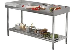 JoanKaren NSF Certified Stainless Steel Table with Backsplash, 48 x 24 Inch Commercial Worktable, Adjustable Undershelf for K