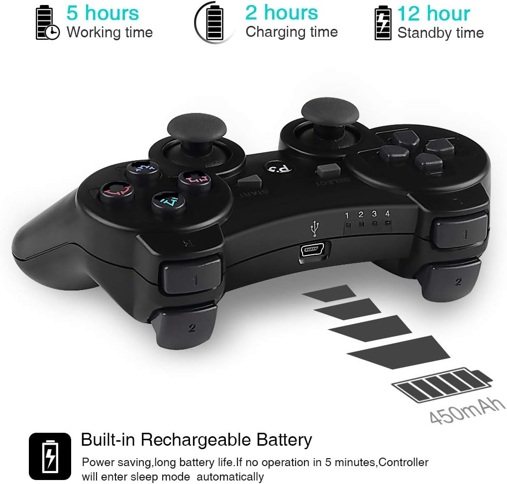 Kolopc 2 Packs Wireless Controller Gamepad Remote for PS3 Playstation 3 Double Shock - Bundled with USB Charge Cord (Clear Blue and Clear Green): Computers & Accessories