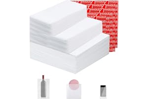 JIUZHOUXIN 210pcs Moving Supplies, 3 Sizes Foam Pouches(7.5" x 7.5"50pcs. 7.5" x 12" 50pcs.14" x 14"50pcs. 60pcs fragile labels) for Moving and Storing,Making Packaging and Transportation Easier.