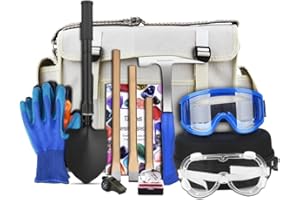 A Peerless Shovel 14-Piece Geological Rock Hammer Kit - Ideal for Rock Excavation and Gold Mining Exploration with 23 oz Hammer and 3 Chisels for Rockhounding and Gold Prospecting (White)