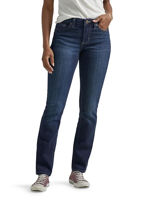 Lee Women's Regular Fit Straight Leg Jean, Nightshade, 16 Short Petite