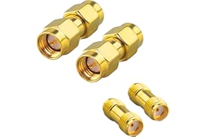 KAUNOSTA SMA Connector Kit 4PCS | SMA Male to Male & Female to Female Gender Changer Antenna Adapter|Gold-Plated Brass Low-Loss|FPV Antenna Adapter for Antenna, Baofeng, Yaesu, IP Camera, FPV, Audio,Radio