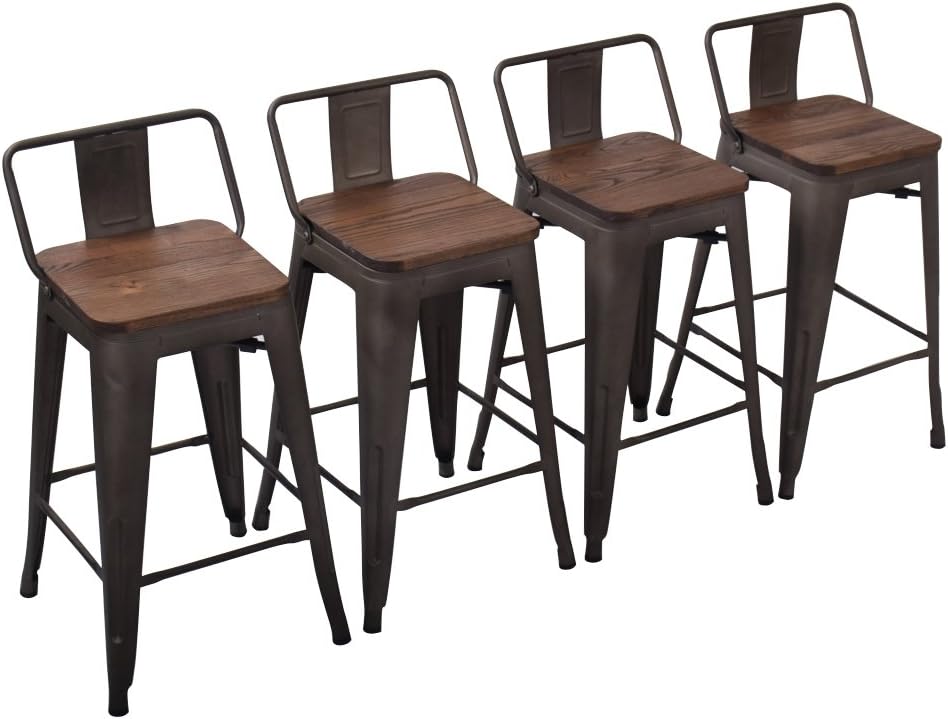 Best set of 2 bronze bar stool with low back