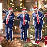 Donald Trump Christmas Ornament 2025 Set of 3 - Trump Ornaments for Christmas Tree, Trump Dancing Ornament, Trump Xmas Gifts for Supporter Trump Pendant Christma Decorations (Blue)