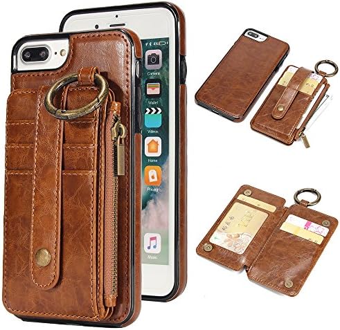 iPhone 8Plus Case iPhone 7Plus Case, Vintage Ultra Slim Wallet Case Magnetic PU Leather Case With ID Credit Cards Holder Protective Shockproof Cover for iPhone 8 iPhone 7 5.5" (Brown)