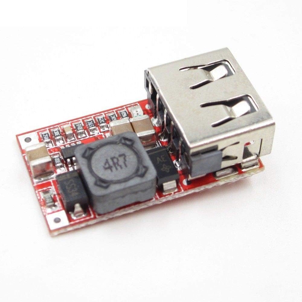 TECNOIOT 5pcs 6-24V 24V 12V to 5V USB Step Down Module DC-DC Converter, Red - Image 5