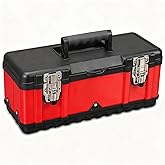 Jack Boss Tool Box 15.5 Inch Small Portable Tool Organizer Box with Built-in Short Non-slip Handle Car Box with Removable tray