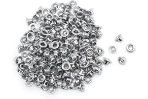FoRapid 3mm/1/8 Aluminum Quicklet Eyelets-Scrapbooking/Birthday Wedding Baby Greeting Holiday Card/Paper Craft/Luggage Cruise Tag/DIY Album/Clothing etc-200 PCS (Silver)