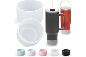 AIERSA 2Pcs Silicone Boot Sleeve for Stanley Quencher 40 oz 30 oz Tumbler with Handle & for IceFlow 20oz 30oz, Protective Water Bottle Cup Bottom Bumper Cover for Stanley Tumbler Accessories, Clear